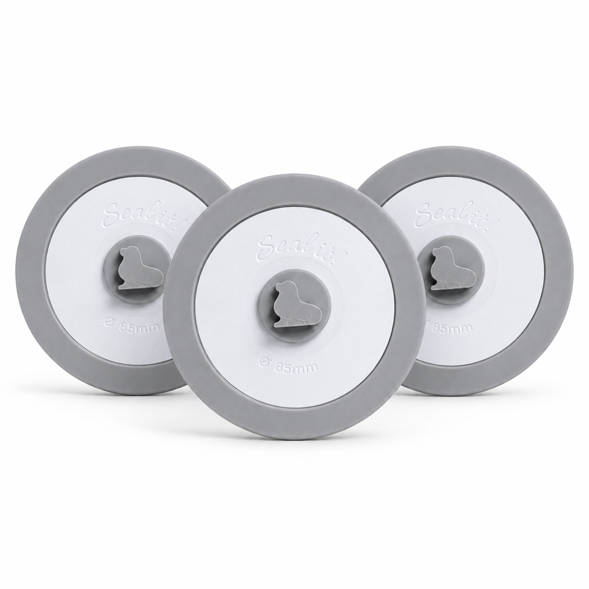 Drei AnySeal Deckel 85 mm