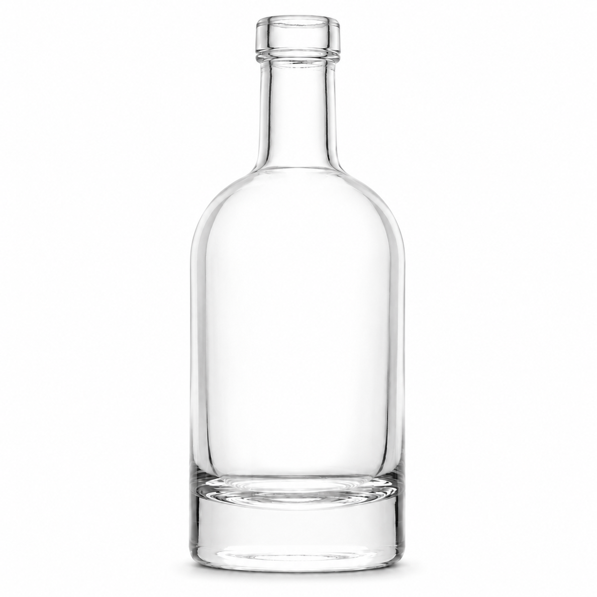Klare Nocturne-Flasche 100 ml mit breitem Glaskörper, abgerundeter Schulter und 14-mm-OBB-Mündung, ohne Verschluss