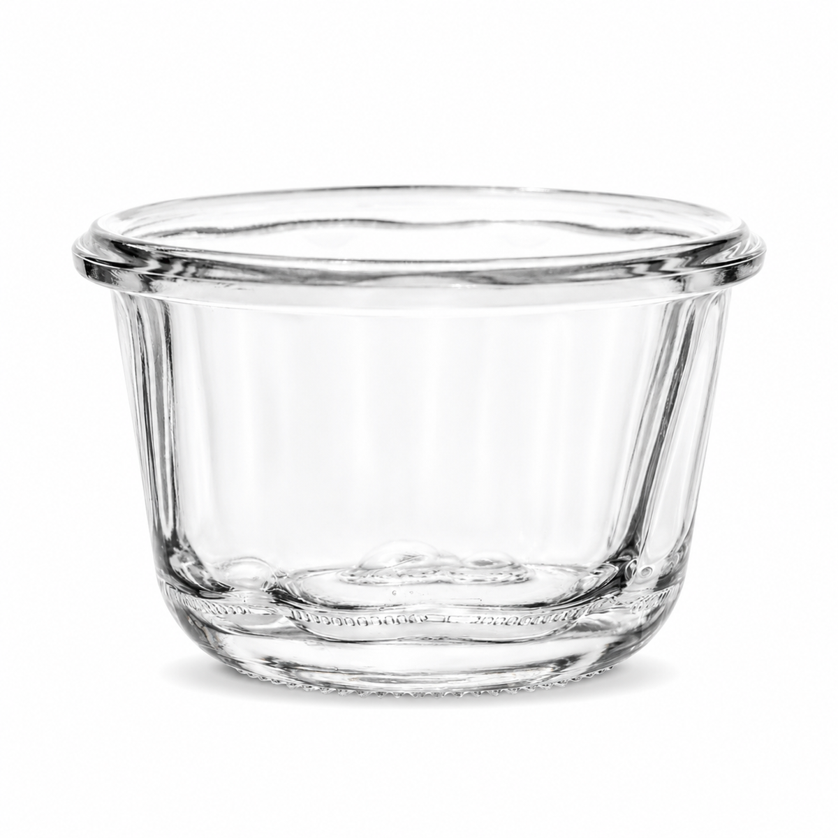 Klares WECK-Gugelhupfglas 165 ml RR80 mit ausgeprägter Innenform und breitem Rundrand, freigestellt auf weißem Hintergrund.