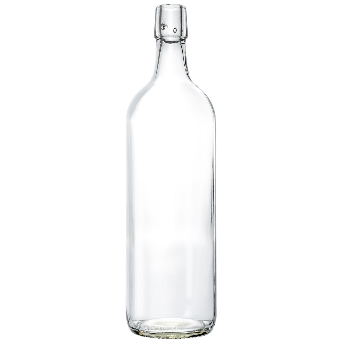 Kurzhalsflasche 1,0 l weiß Lochmündung für Bügelverschluss